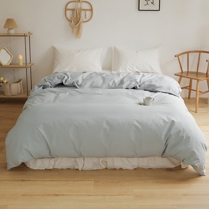新款40支全棉水洗棉纯色单品系列-单被套 雾霾蓝