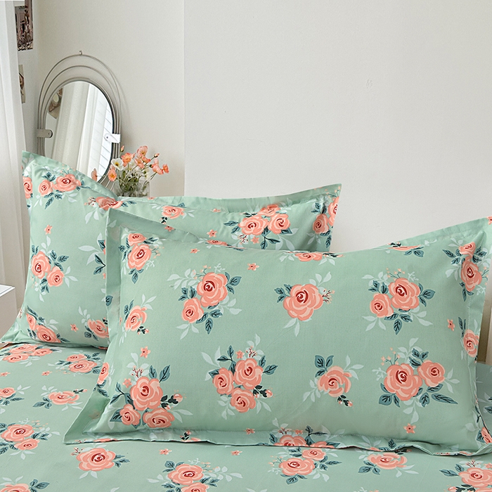 91家纺网 家纺一手货源 找家纺 小雨家纺 2026新款芦荟棉床裙四件套 春暖花开-浅绿