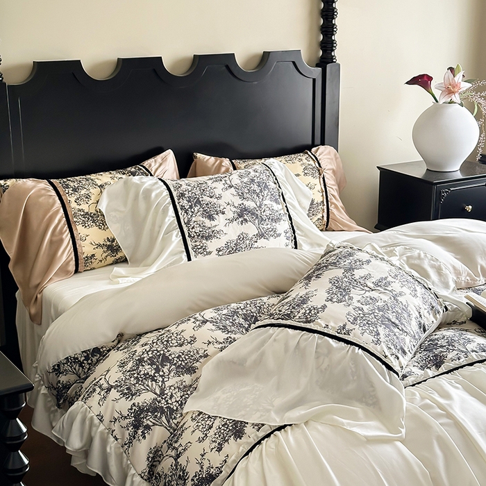 91家纺网 家纺一手货源 找家纺 （总）黛舒家居 2024新款60s莱赛尔数码印花四件套-杨树林