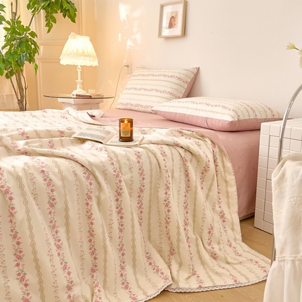 91家纺网 家纺一手货源 找家纺 （总）兜兜 2024年新款全棉纯棉小清新夏被四件套