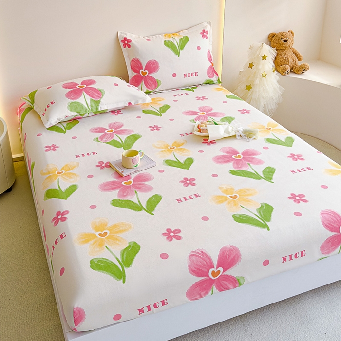 91家纺网 家纺一手货源 找家纺 靓生活 2024新款加厚磨毛生态棉单品床笠 花朵曼曼