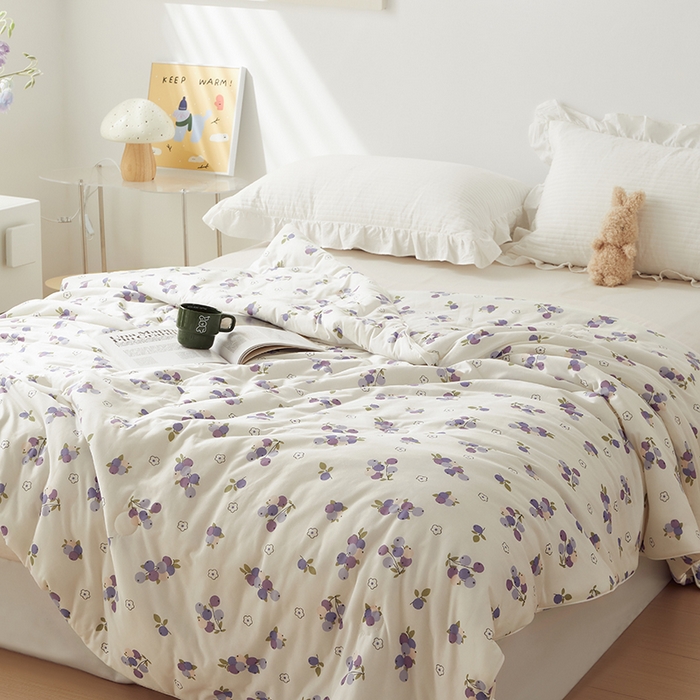 91家纺网 家纺一手货源 找家纺 怡家居 2024新款A类云柔针织棉夏被 汐颜