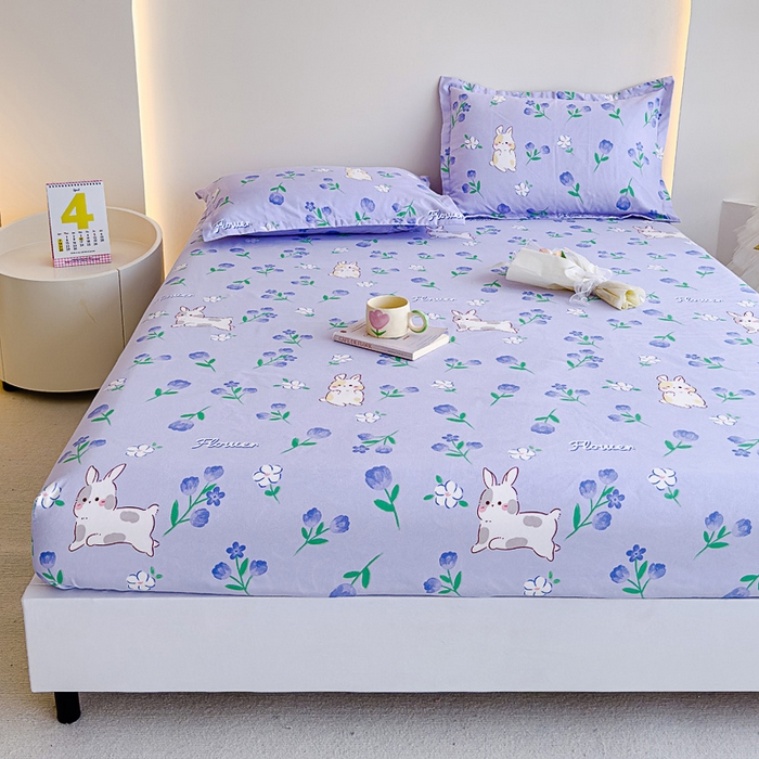 91家纺网 家纺一手货源 找家纺 靓生活 2024新款加厚磨毛生态棉单品床笠 沭心小兔