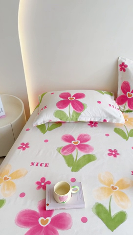 91家纺网 家纺一手货源 找家纺 靓生活 2024新款加厚磨毛生态棉单品床笠 花朵曼曼