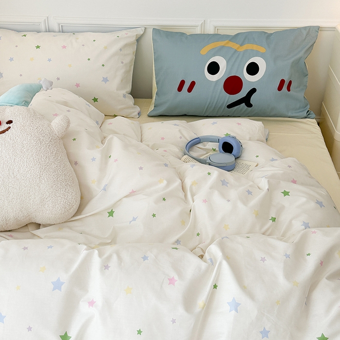 91家纺网 家纺一手货源 找家纺 昔可 新款创意枕套时尚柔舒全棉四件套 奶味星星