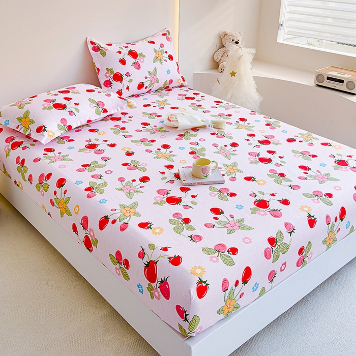 91家纺网 家纺一手货源 找家纺 靓生活 2024新款加厚磨毛生态棉单品床笠 盛夏果实