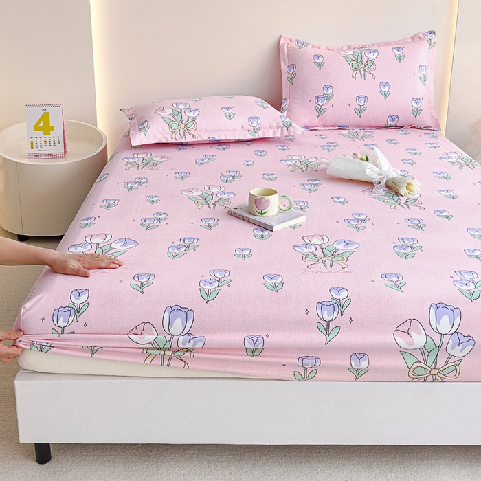 91家纺网 家纺一手货源 找家纺 靓生活 2024新款加厚磨毛生态棉单品床笠 紫色浪漫