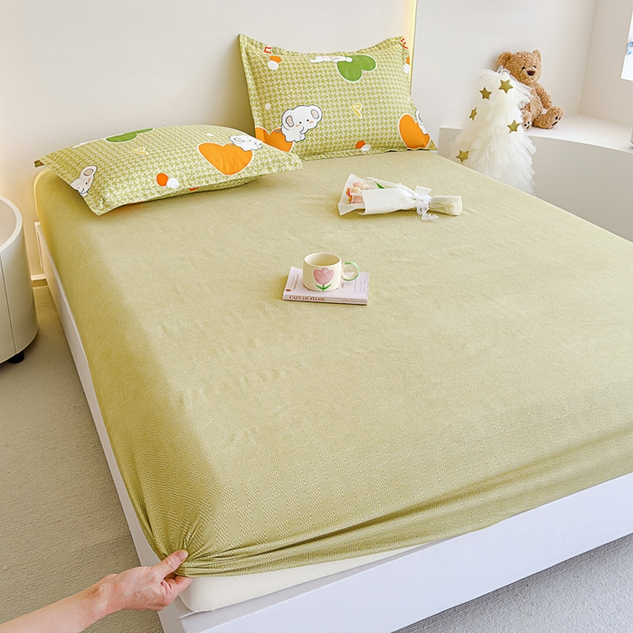 91家纺网 家纺一手货源 找家纺 靓生活 2024新款加厚磨毛生态棉单品床笠 爱心萌宠