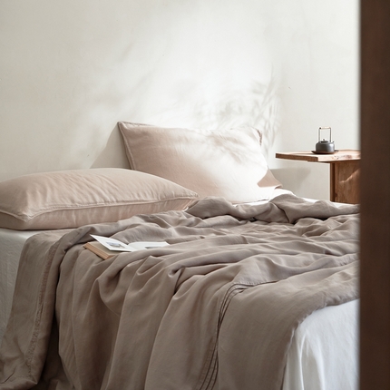 子和家居 2024新款80支奥地利兰精可水洗成品染天丝夏被 沉香咖