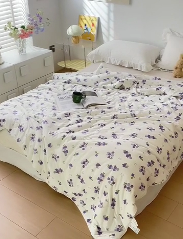 91家纺网 家纺一手货源 找家纺 怡家居 2024新款A类云柔针织棉夏被 汐颜