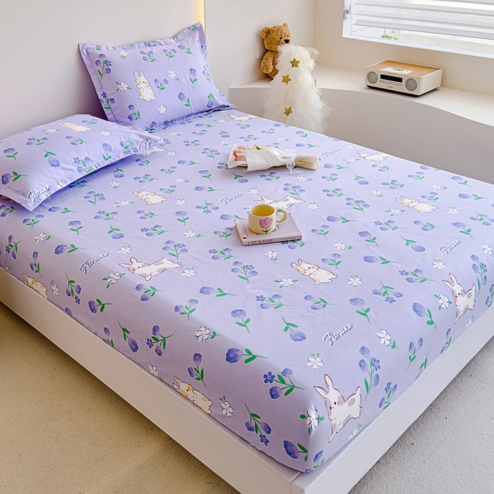 91家纺网 家纺一手货源 找家纺 靓生活 2024新款加厚磨毛生态棉单品床笠 沭心小兔