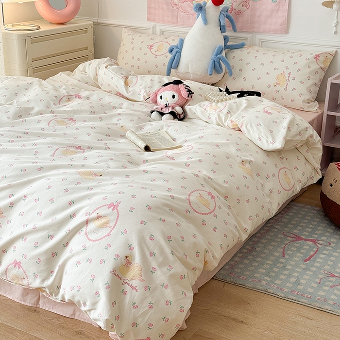 91家纺网 家纺一手货源 找家纺 （总）昔可 新款春日氛围感小清新亲肤四件套