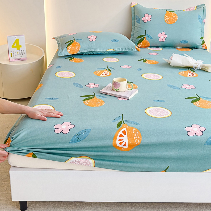 91家纺网 家纺一手货源 找家纺 靓生活 2024新款加厚磨毛生态棉单品床笠 水果派对