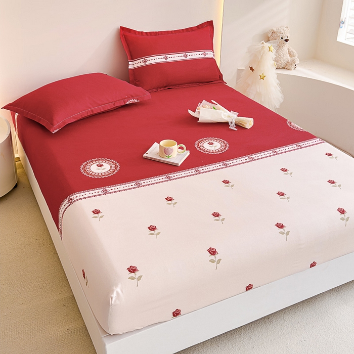 91家纺网 家纺一手货源 找家纺 靓生活 2024新款加厚磨毛生态棉单品床笠 玫瑰佳人