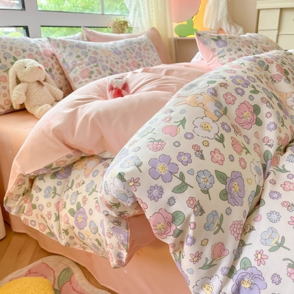 91家纺网 家纺一手货源 找家纺 （总）本制 2024新款全棉印花小清新四件套