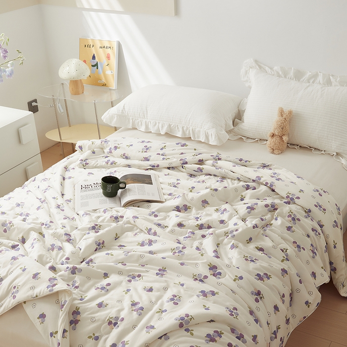 91家纺网 家纺一手货源 找家纺 怡家居 2024新款A类云柔针织棉夏被 汐颜