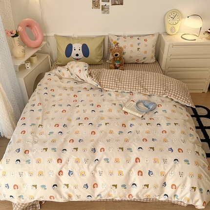 昔可 新款创意枕套时尚柔舒全棉四件套 小小表情包