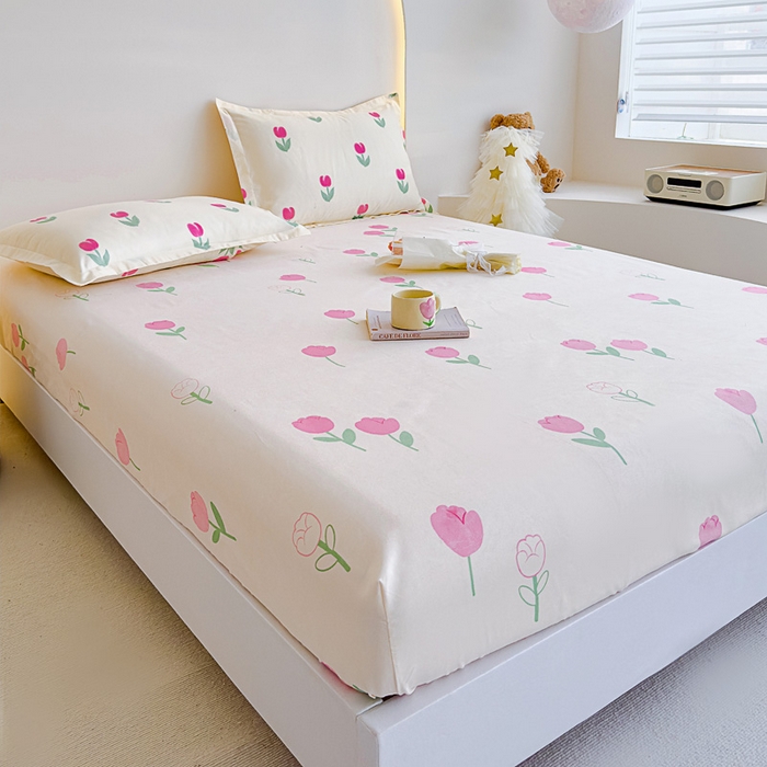 91家纺网 家纺一手货源 找家纺 靓生活 2024新款加厚磨毛生态棉单品床笠 田园花语