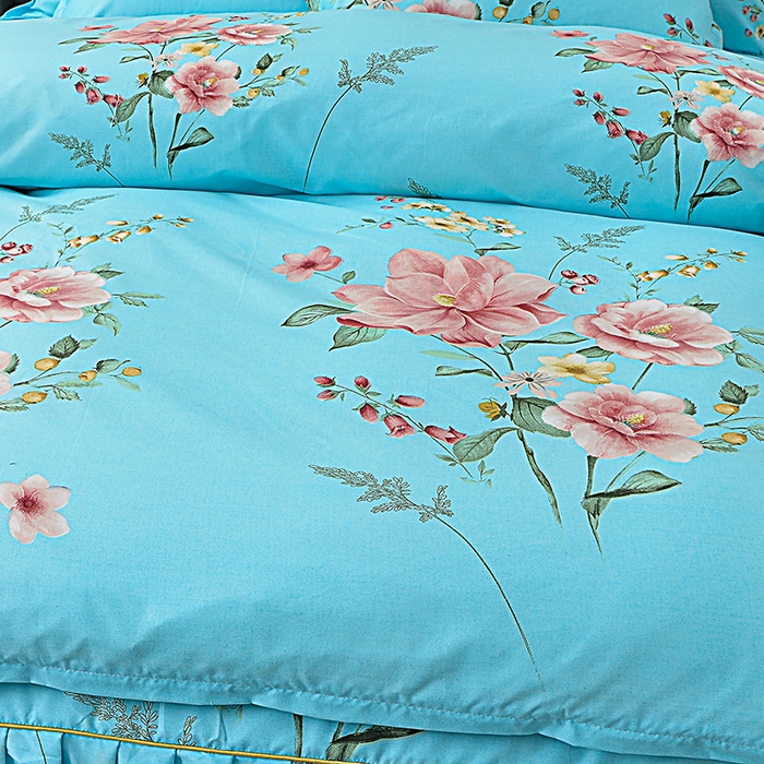 91家纺网 家纺一手货源 找家纺 小雨家纺 2026新款芦荟棉床裙四件套 碧玉佳人-兰