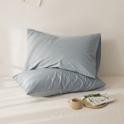 91家纺网 家纺一手货源 找家纺 新款40支全棉水洗棉纯色单品系列-单枕套 青水蓝