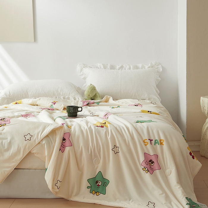 91家纺网 家纺一手货源 找家纺 怡家居 2024新款A类云柔针织棉夏被 七彩海星