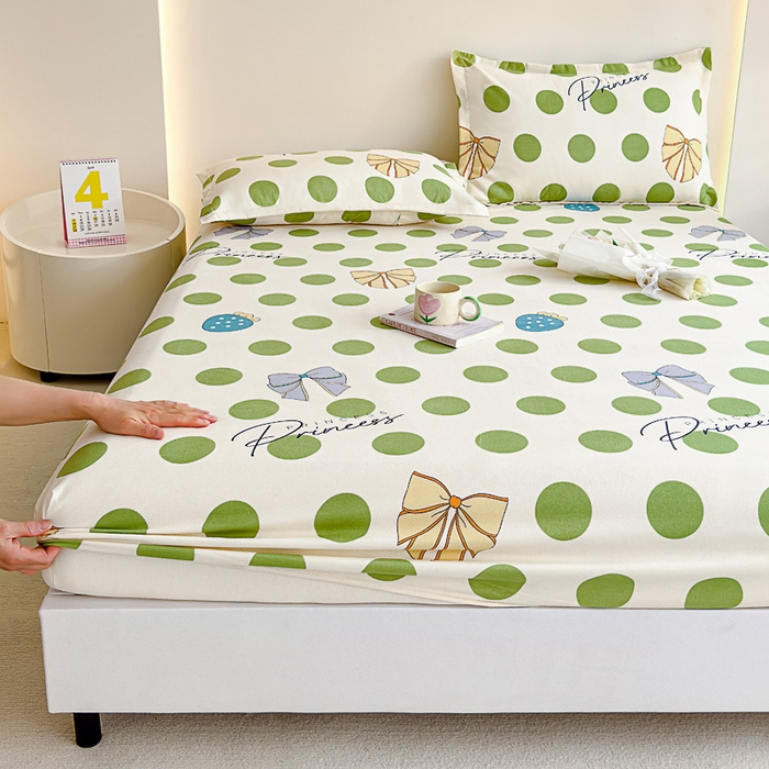 91家纺网 家纺一手货源 找家纺 靓生活 2024新款加厚磨毛生态棉单品床笠 波点人生