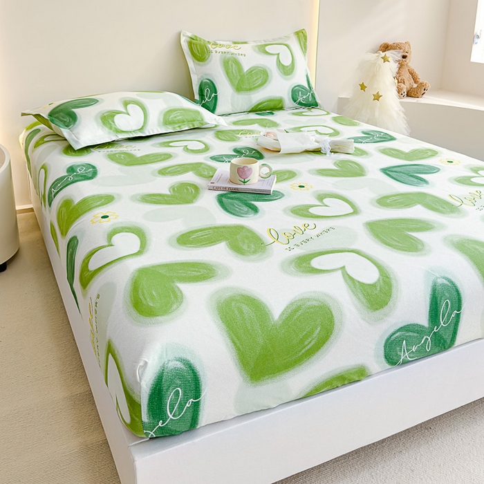 91家纺网 家纺一手货源 找家纺 靓生活 2024新款加厚磨毛生态棉单品床笠 爱在心田