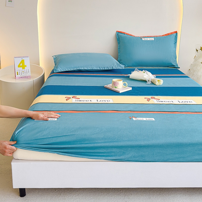 91家纺网 家纺一手货源 找家纺 靓生活 2024新款加厚磨毛生态棉单品床笠 色都