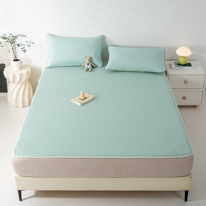 91家纺网 家纺一手货源 找家纺 卡琪曼 新款冷酷熊瓜瓜冰皮空气层冰皮席 冰皮提花奶昔绿