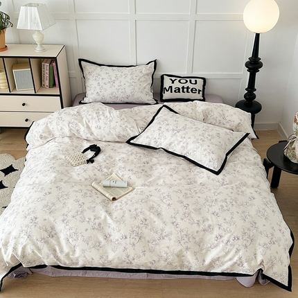 91家纺网 家纺一手货源 找家纺 （总）昔可 2024新款单层黑边复古花古典儒雅四件套