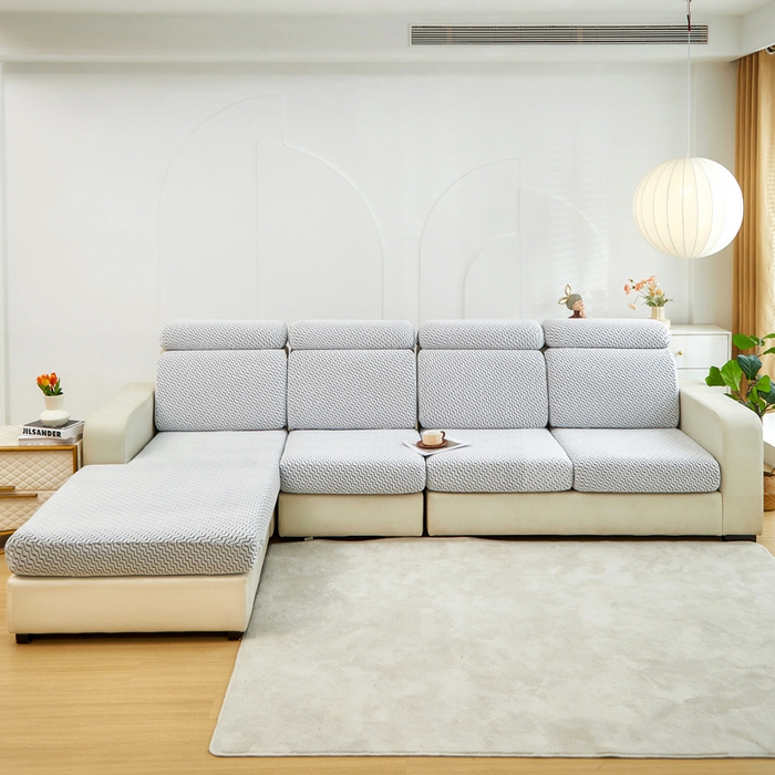 91家纺网 家纺一手货源 找家纺 千彤 2024新款常规款-阳离子拉花绒水波纹系列沙发笠沙发套罩弹力全包 深灰