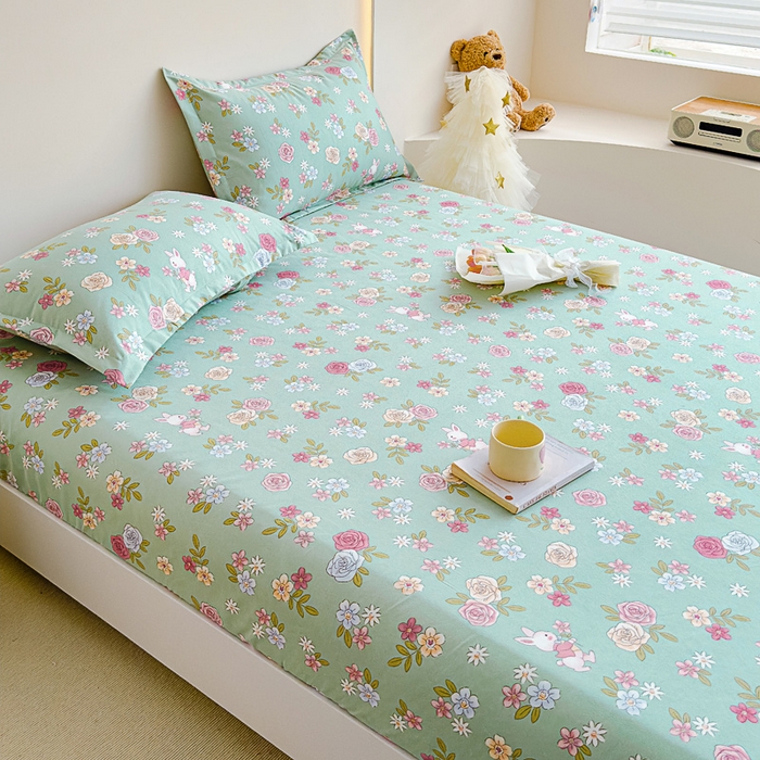 91家纺网 家纺一手货源 找家纺 靓生活 2024新款加厚磨毛生态棉单品床笠 花海