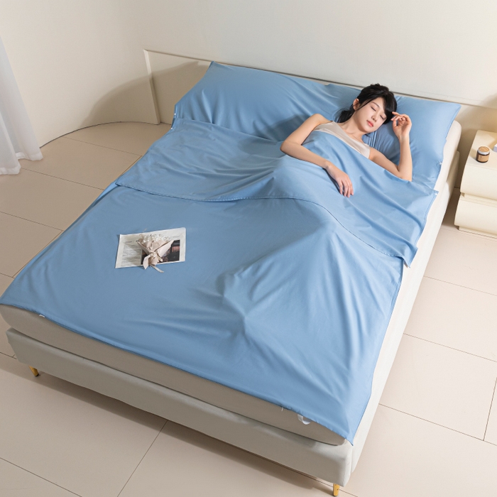 91家纺网 家纺一手货源 找家纺 澳梵家居 60s全棉纯色旅行睡袋 绅士蓝