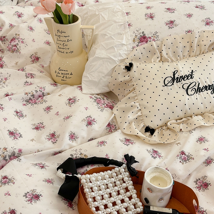 91家纺网 家纺一手货源 找家纺 昔可 新款褶皱花边全棉复古风四件套 卢森堡少女