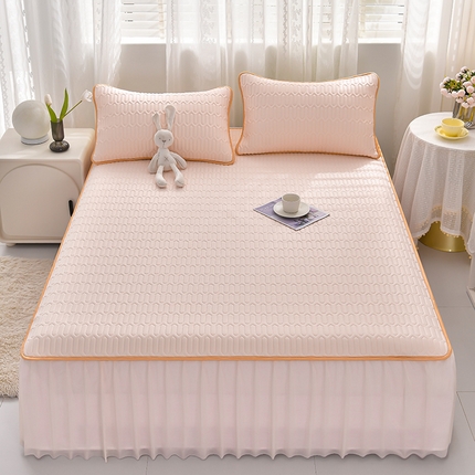 91家纺网 家纺一手货源 找家纺 （总）诺梵家纺 2025新款0.5凉感丝乳胶凉席床裙款三件套