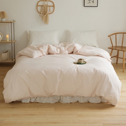 新款40支全棉水洗棉纯色单品系列-单被套 浅粉玉