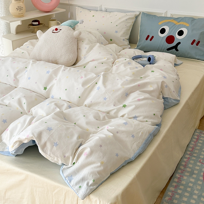 91家纺网 家纺一手货源 找家纺 昔可 新款创意枕套时尚柔舒全棉四件套 奶味星星