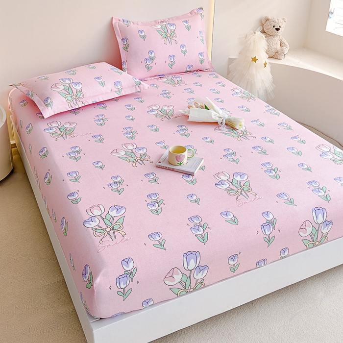 91家纺网 家纺一手货源 找家纺 靓生活 2024新款加厚磨毛生态棉单品床笠 紫色浪漫