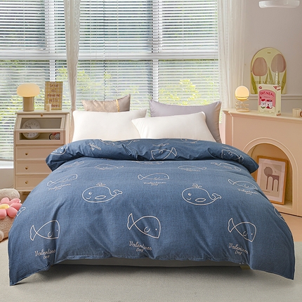 小雨家纺 2026新款芦荟棉单被套 小鲸鱼