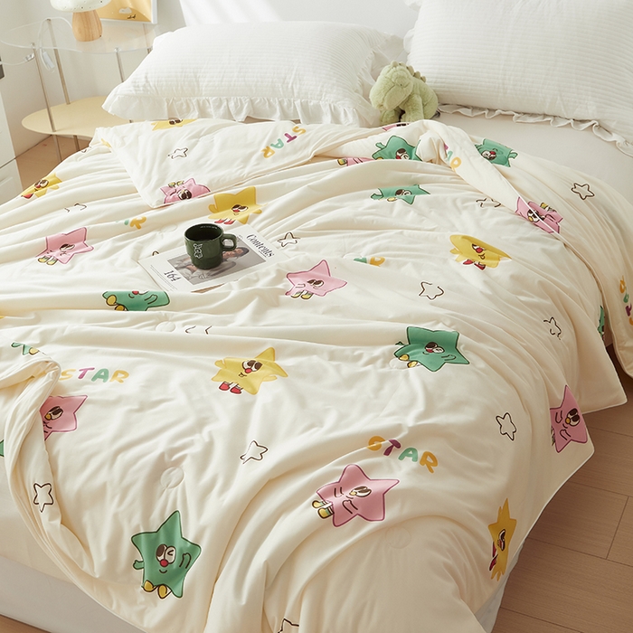 91家纺网 家纺一手货源 找家纺 怡家居 2024新款A类云柔针织棉夏被 七彩海星