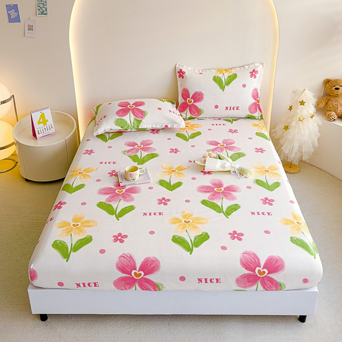 91家纺网 家纺一手货源 找家纺 靓生活 2024新款加厚磨毛生态棉单品床笠 花朵曼曼