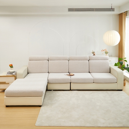 千彤 2024新款常规款-阳离子拉花绒水波纹系列沙发笠沙发套罩弹力全包 咖色