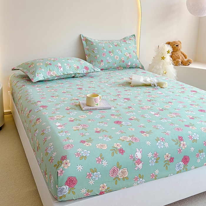 91家纺网 家纺一手货源 找家纺 靓生活 2024新款加厚磨毛生态棉单品床笠 花海