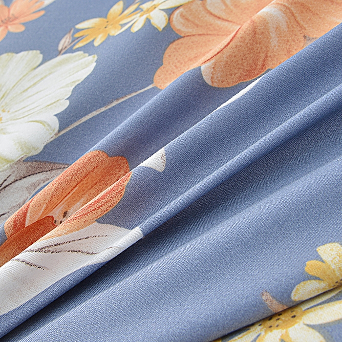 91家纺网 家纺一手货源 找家纺 小雨家纺 2026新款芦荟棉床裙四件套 如花似锦-深灰