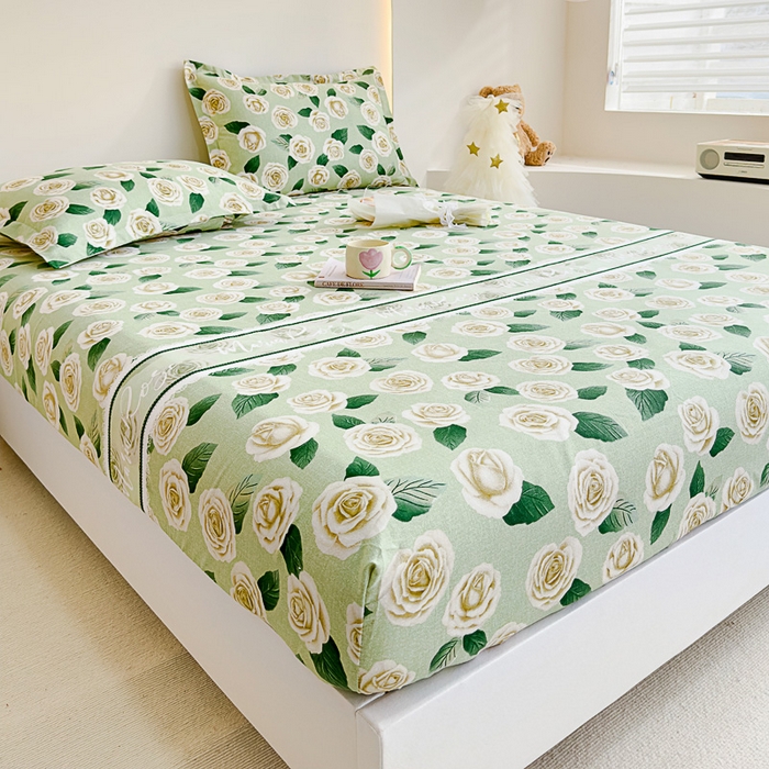 91家纺网 家纺一手货源 找家纺 靓生活 2024新款加厚磨毛生态棉单品床笠 花的旅行