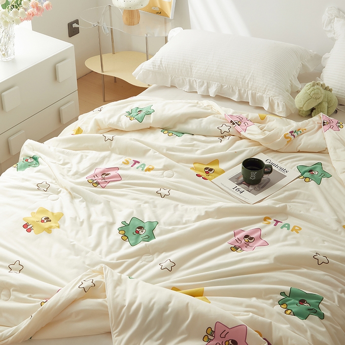 91家纺网 家纺一手货源 找家纺 怡家居 2024新款A类云柔针织棉夏被 七彩海星