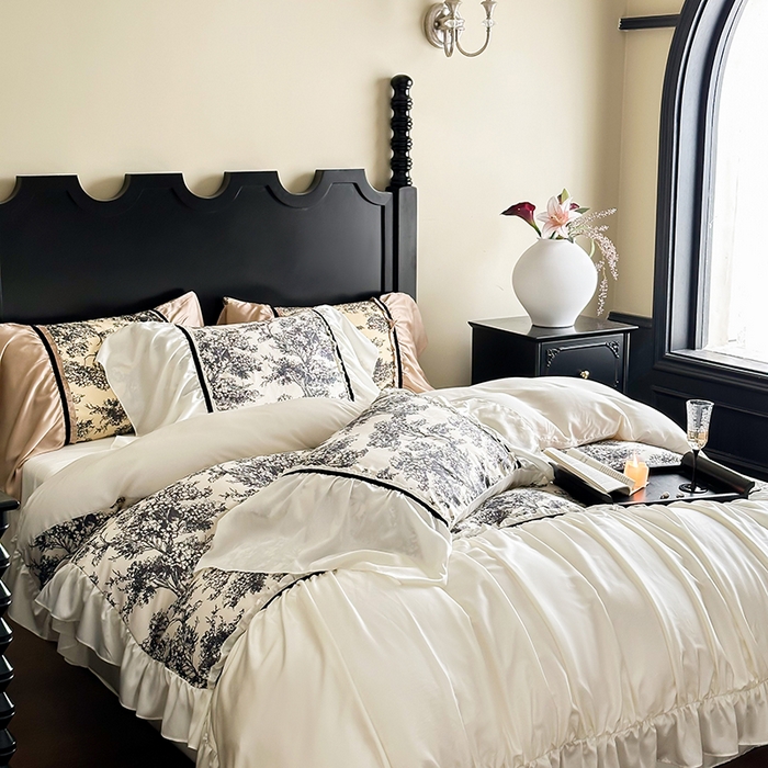 91家纺网 家纺一手货源 找家纺 （总）黛舒家居 2024新款60s莱赛尔数码印花四件套-杨树林