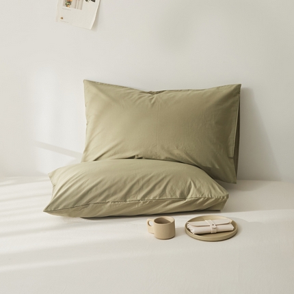 91家纺网 家纺一手货源 找家纺 新款40支全棉水洗棉纯色单品系列-单枕套 豆绿色