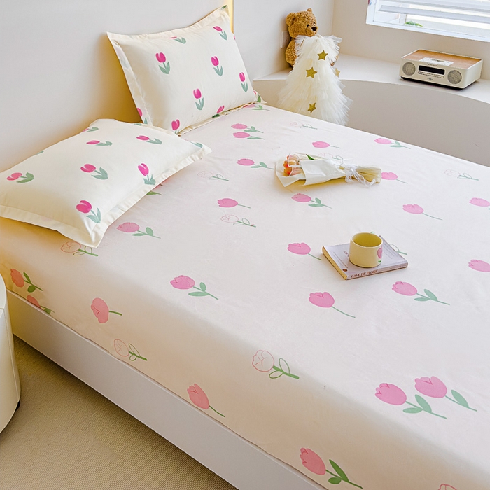 91家纺网 家纺一手货源 找家纺 靓生活 2024新款加厚磨毛生态棉单品床笠 田园花语