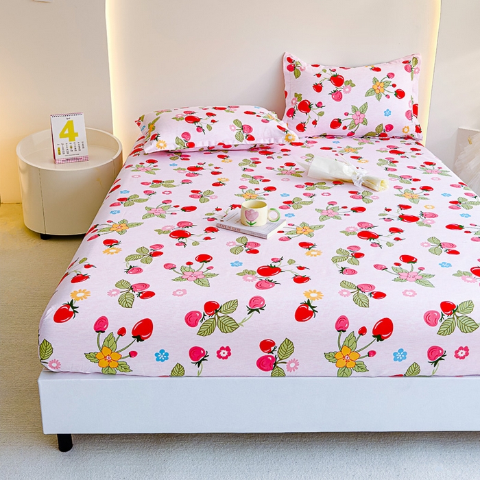 91家纺网 家纺一手货源 找家纺 靓生活 2024新款加厚磨毛生态棉单品床笠 盛夏果实